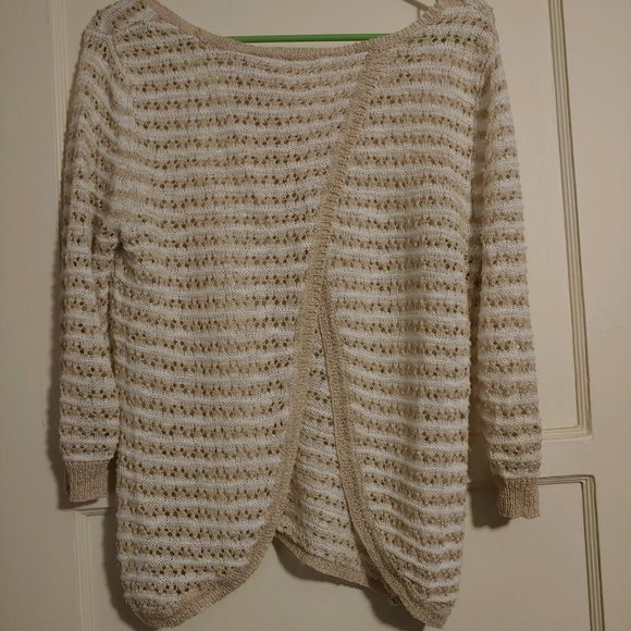 BOGO🎀Loose Woven Stripe Sweater with Open Back- Size L - Picture 3 of 5